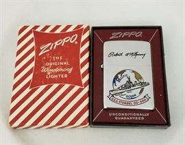 The USS Stempel DD-644 was a World War II destroyer commissioned in 1943 and decommissioned in 1958. Script mark and Patent Pending 2517191 stamp dates the ZIPPO lighter to the 1950-1957 period. New in box.