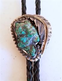 Navajo turquoise and silver bolo tie
