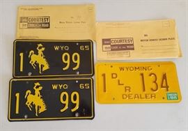 Pair used Wyoming 1965 license plates
