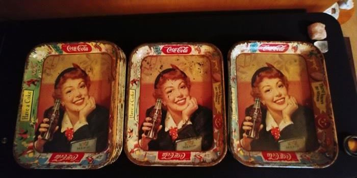 Vintage Coca Cola Trays "The Menu Girl" Circa 1950's