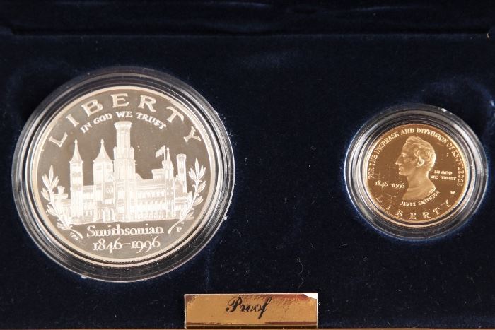 1996 U.S. Proof Smithsonian Institution 150th Anniversary Commemorative Set With $5 Gold 