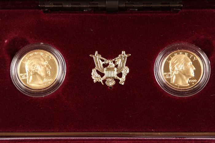 1999 U.S. Mint Gold Proof Uncirculated 2 $5 Gold Set George Washington Commemorative Coin