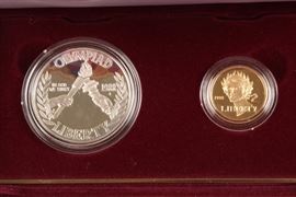 1988 U.S. Mint Olympic 2 Coin Proof Sets With $5 Gold Piece And Silver Dollar