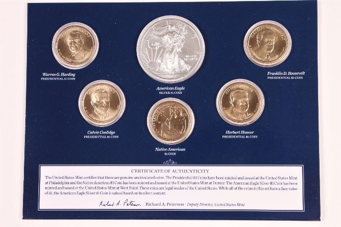 2014 U.S. Mint Dollar Six Coin Set With Silver Eagle