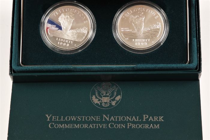 1999 U.S. Mint Silver Proof Uncirculated 2 Coin Set Yellowstone National Park