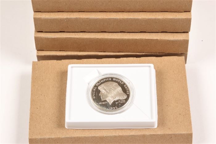 Five U.S. Mint Uncirculated Silver Special Olympics World Games Commemorative $1.00 Coins