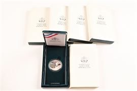 Five 1991 U.S. Mint Silver Proof Silver Korean War Memorial Dollars