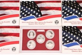 Five 2010 U.S. Mint America Beautiful Silver Quarters 5 Coin Sets