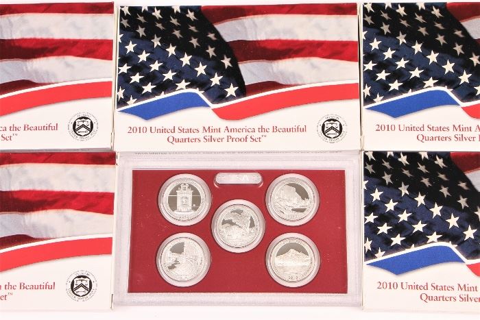 Five 2010 U.S. Mint America Beautiful Silver Quarters 5 Coin Sets