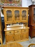 solid oak lighted china cabinet