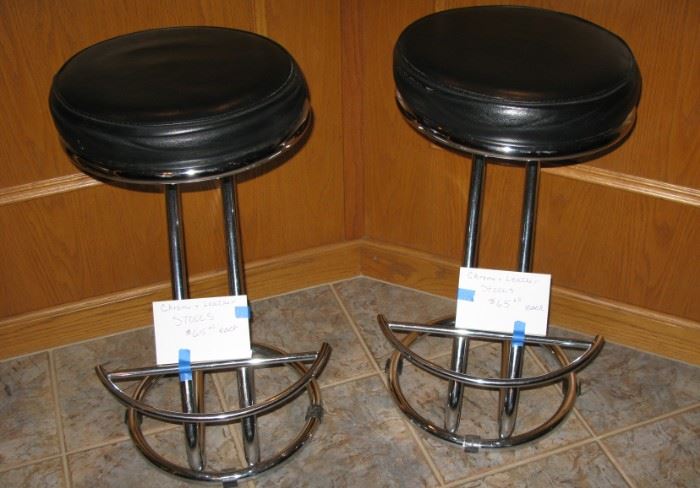 black with chrome stools  BUY IT NOW  $ 65.00 EACH