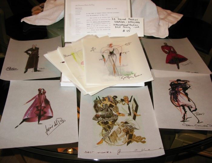 Bloomingdale 1992 fashion designers artist proofs, signed 