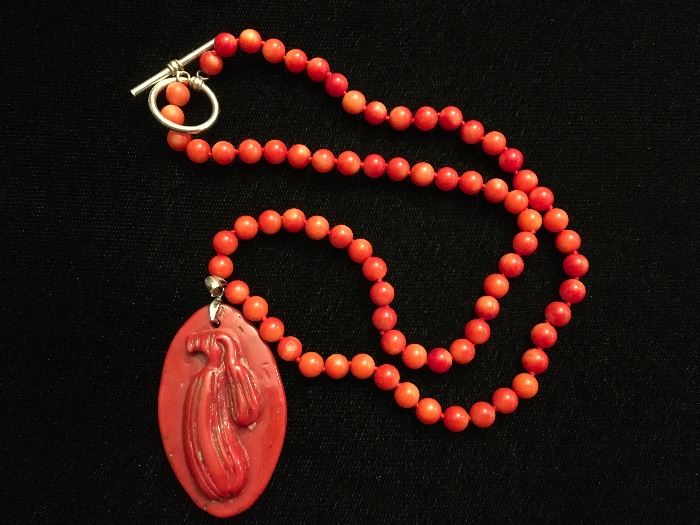 Vintage red Coral pendant