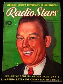 Vintage "Radio Stars" Magazine with Cover Art by Earl Christy- April 1937