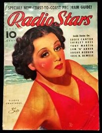 Vintage "Radio Stars" Magazine with Cover Art by Earl Christy- July 1937