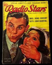 Vintage "Radio Stars" Magazine with Cover Art by Earl Christy- August 1937