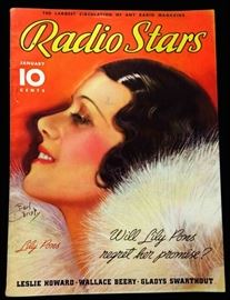 Vintage "Radio Stars" Magazine with Cover Art by Earl Christy- January 1936