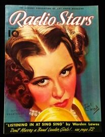 Vintage "Radio Stars" Magazine with Cover Art by Earl Christy- February 1936