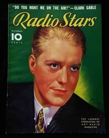 Vintage "Radio Stars" Magazine with Cover Art by Earl Christy- October 1936