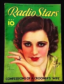 Vintage "Radio Stars" Magazine with Cover Art by Earl Christy- May 1935