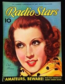 Vintage "Radio Stars" Magazine with Cover Art by Earl Christy- September 1935