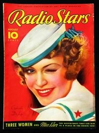 Vintage "Radio Stars" Magazine with Cover Art by Earl Christy- August 1935