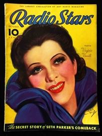 Vintage "Radio Stars" Magazine with Cover Art by Earl Christy- October 1935
