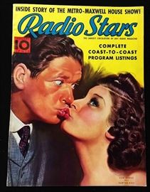 Vintage "Radio Stars" Magazine with Cover Art by Earl Christy-Janaury 1938