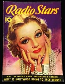 Vintage "Radio Stars" Magazine with Cover Art by Earl Christy- November 1935