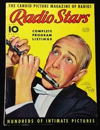Vintage "Radio Stars" Magazine with Cover Art by Earl Christy- April 1938