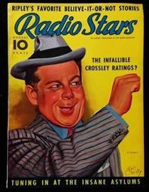 Vintage "Radio Stars" Magazine with Cover Art by Earl Christy- August 1938