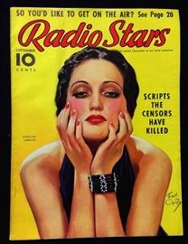 Vintage "Radio Stars" Magazine with Cover Art by Earl Christy- September 1938