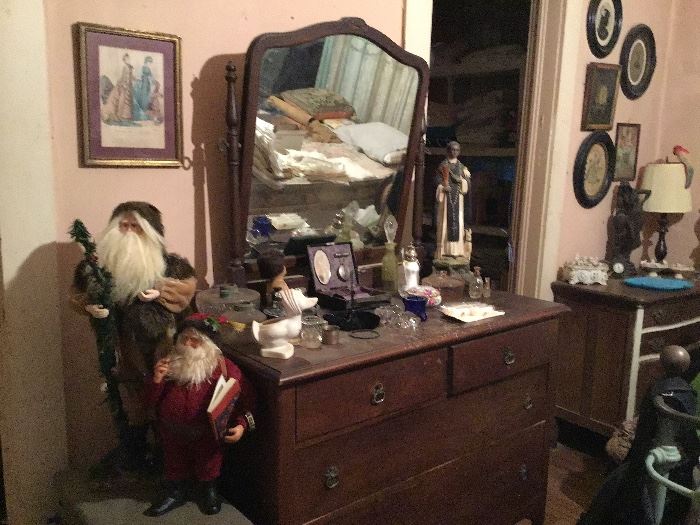 New Santas , Antique Dresser