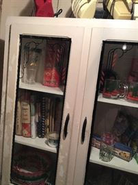 Vintage Kitchen Cabinet, cookbooks etc