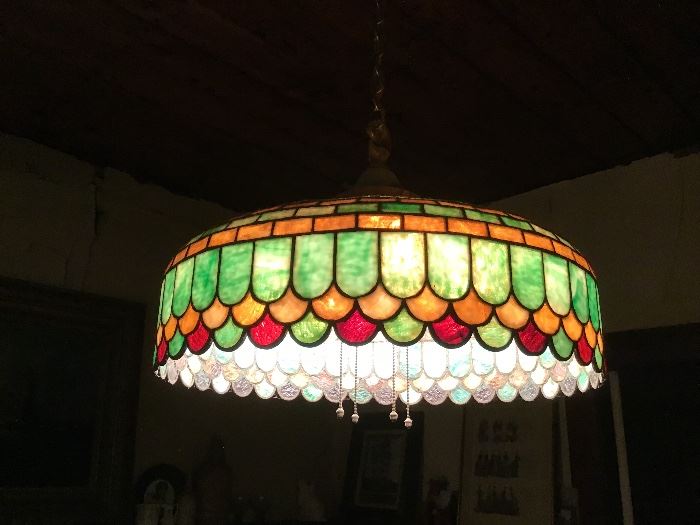 Antique Stained Glass Chandelier