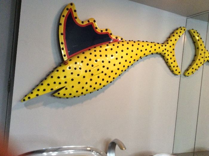 POP ART Hanging Fish over 4x3 feet  Yellow and 3d polka dots.                                                                                                                     Asking Price: $2,900