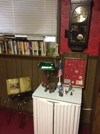 Matching side table for desk. More Democratic items, wall clock