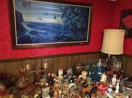 Original painting by client, lots of cool decorator items.