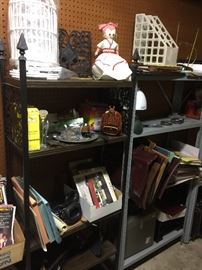 More metal shelving, scrapbooks, briefcases, etc