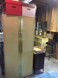 Tall metal cabinet, metal filling cabinet on wheels