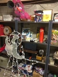 metal shelving for sale, lots of items from holiday, etc