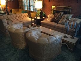 Matching swivel chairs and HUGE marble topped coffee table.