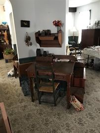 antique desk with chair