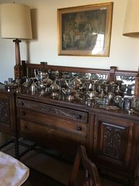 Sterling Silver tea set and sterling silver goblets among the silver plate items pictured here