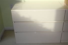 White three drawer chest.