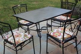 Black iron /glass patio set.