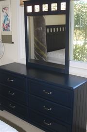 Midnight blue chest and mirror.