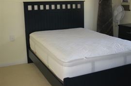 Full size bed, midnight blue frame.