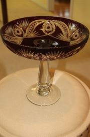 Bohemian crystal pedestal bowl.