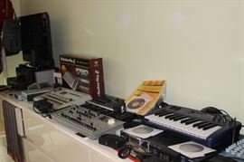 Guitar Rigs, foot pedals, wireless mics. Sound mixer stations.